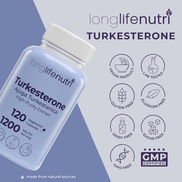 Turkesterone 1200mg - 120 Vegetarian Capsules, Lab Tested, Made in USA
