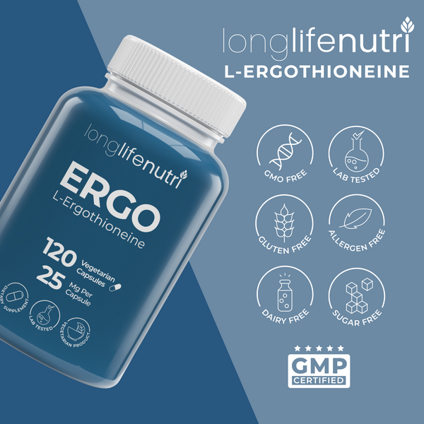 L-Ergothioneine 25mg - 4-Month Supply, Made in USA