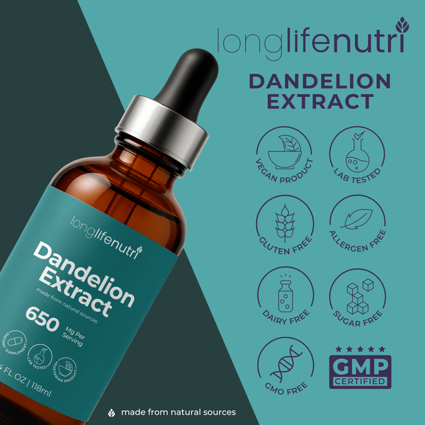 Dandelion Extract Drops - 4 FL OZ for Natural Digestion & General Wellness