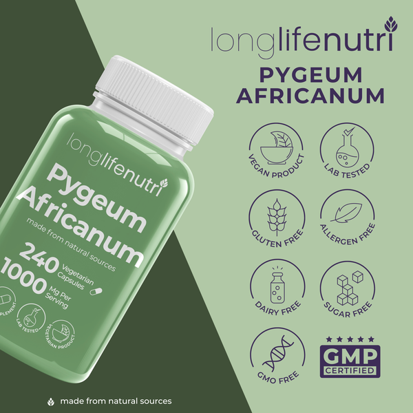Pygeum Africanum 1000mg - 240 Vegetarian Capsules for Prostate Health Support