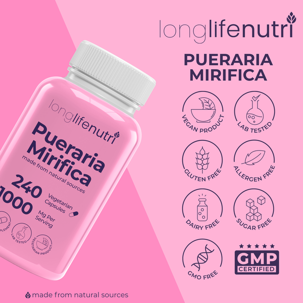 Pueraria Mirifica 1000mg – 240 Vegetarian Capsules, 4-Month Supply, Made in USA