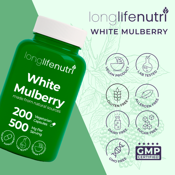 White Mulberry Leaf Extract 2,500mg - 200 Vegetarian Capsules