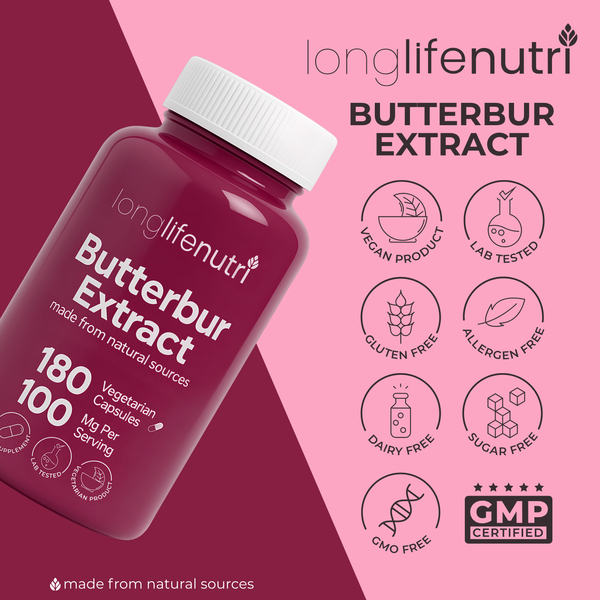 Butterbur Extract 100mg - 180 Vegetarian Capsules for Head Comfort & Neural Calm