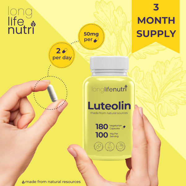 Luteolin 100mg for Strengthen Cognitive Function, 3-Month Supply, Made in USA