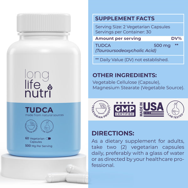 TUDCA 500mg - 60 Vegetarian Capsules LongLifeNutri