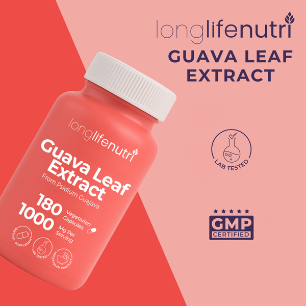 Guava Leaf Extract 1000mg - 180 Vegetarian Capsules, From Psidium Guajava