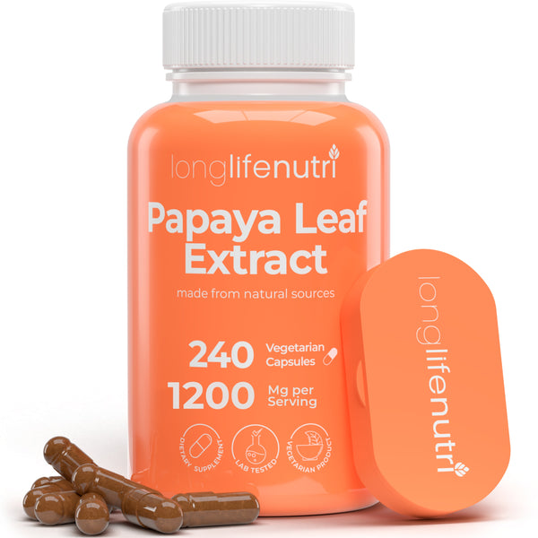 Papaya Leaf Extract Supplement 1,200mg - 240 Vegetarian Capsules