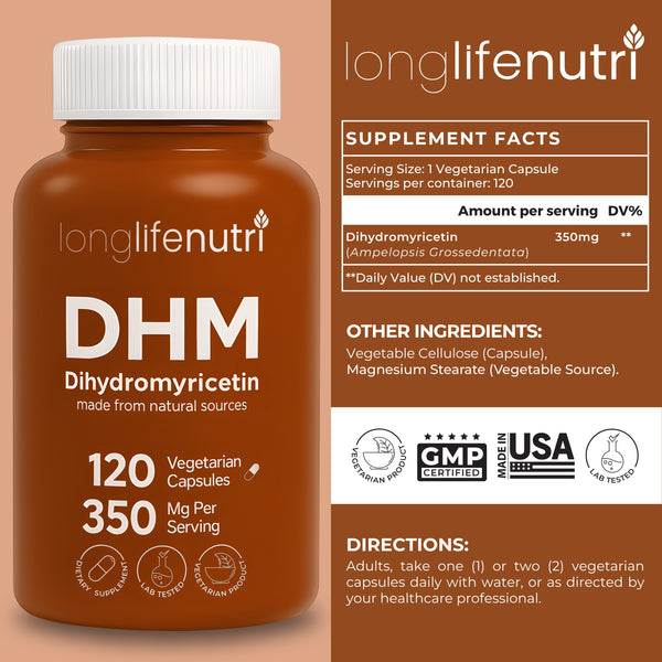 Dihydromyricetin 350mg - 120 Vegetarian Capsules, Supplement for Daily Detox