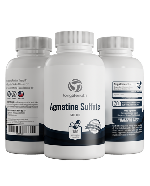 Agmatine Sulfate 500mg - 180 Vegetarian Capsules LongLifeNutri