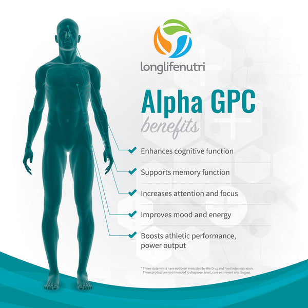 Alpha GPC Choline 300 mg - 180 Vegetarian Capsules LongLifeNutri