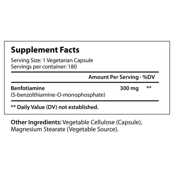 Benfotiamine 300 mg - 180 Vegetarian Capsules LongLifeNutri