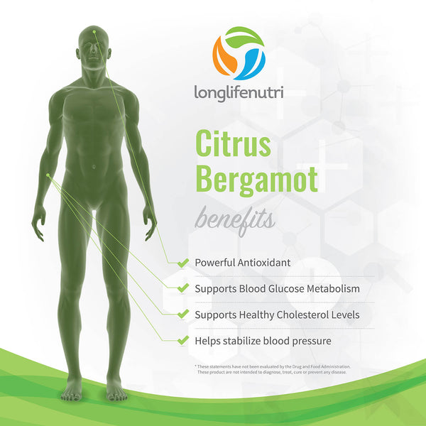 Citrus Bergamot 500mg - 120 Vegetarian Capsules - LongLifeNutri