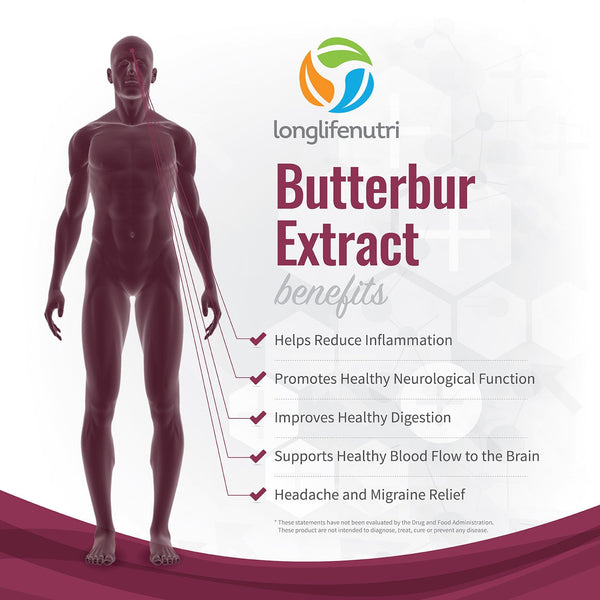 Butterbur Extract 100 mg - 180 Vegetarian Capsules - LongLifeNutri