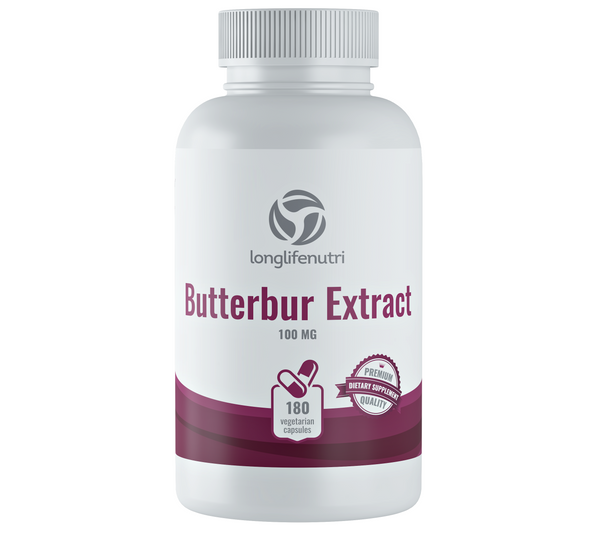 Butterbur Extract 100 mg - 180 Vegetarian Capsules LongLifeNutri