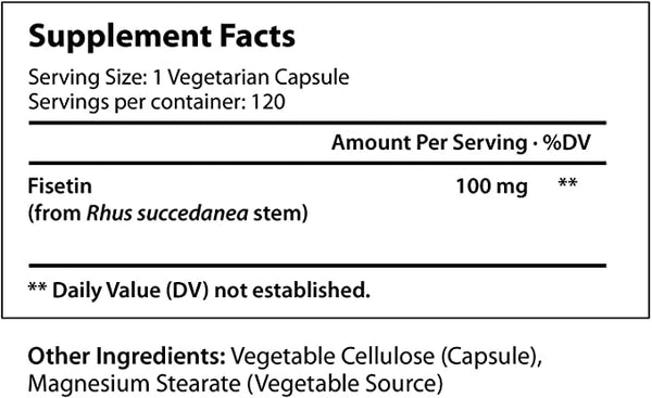 Fisetin 100mg - 120 Vegetarian Capsules LongLifeNutri