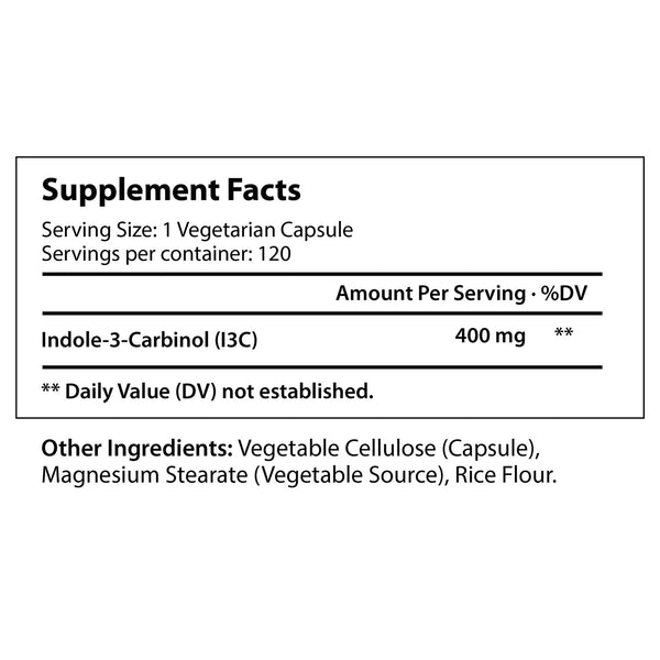 Indole 3 Carbinol 400mg - 120 Vegetarian Capsules LongLifeNutri