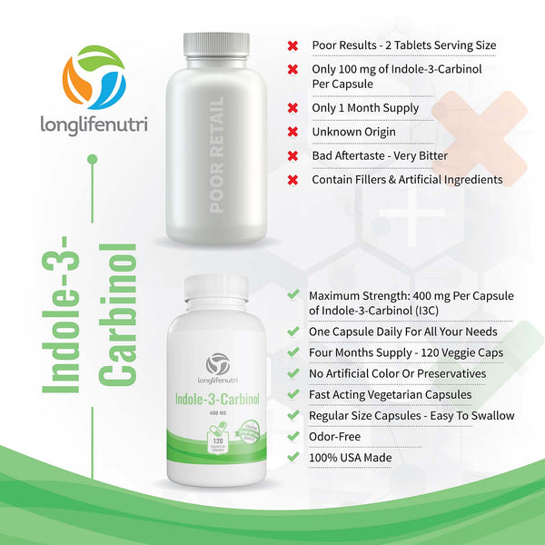 Indole 3 Carbinol 400mg - 120 Vegetarian Capsules