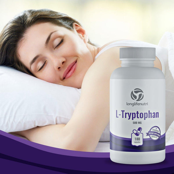 L-Tryptophan 500 mg - 180 Vegetarian Capsules LongLifeNutri