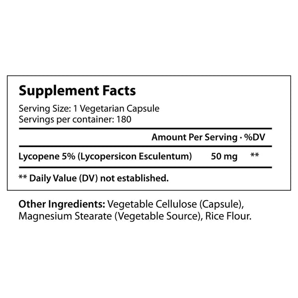 Lycopene 50 mg - 180 Vegetarian Capsules LongLifeNutri