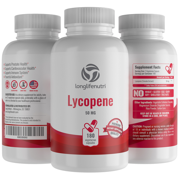 Lycopene 50 mg - 180 Vegetarian Capsules LongLifeNutri
