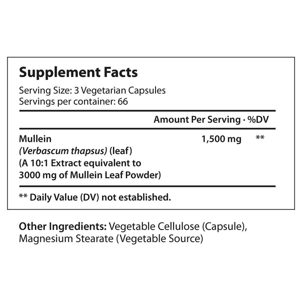 Mullein Leaf 1,500mg - 200 Vegetarian Capsules