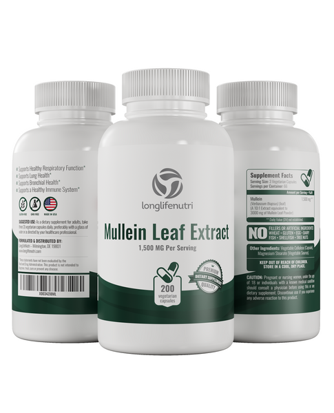 Mullein Leaf 1,500mg - 200 Vegetarian Capsules