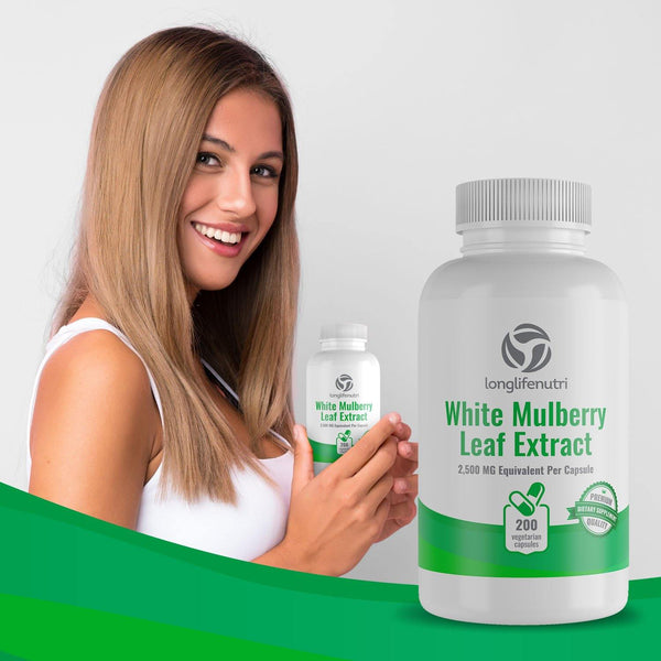 White Mulberry Leaf Extract 2,500mg - 200 Vegetarian Capsules - LongLifeNutri