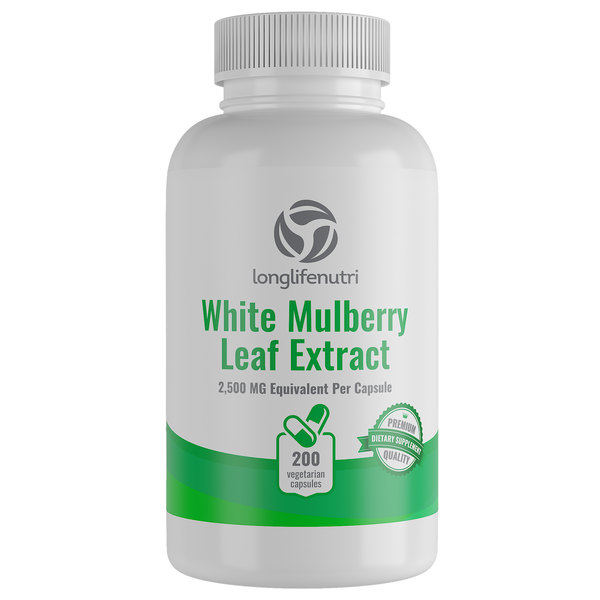 White Mulberry Leaf Extract 2,500mg - 200 Vegetarian Capsules - LongLifeNutri