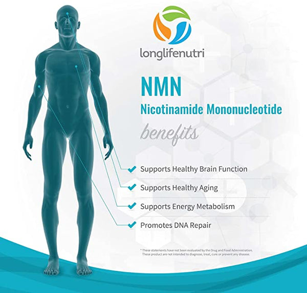 NMN Nicotinamide Mononucleotide 500mg - 60 Vegetarian Capsules LongLifeNutri