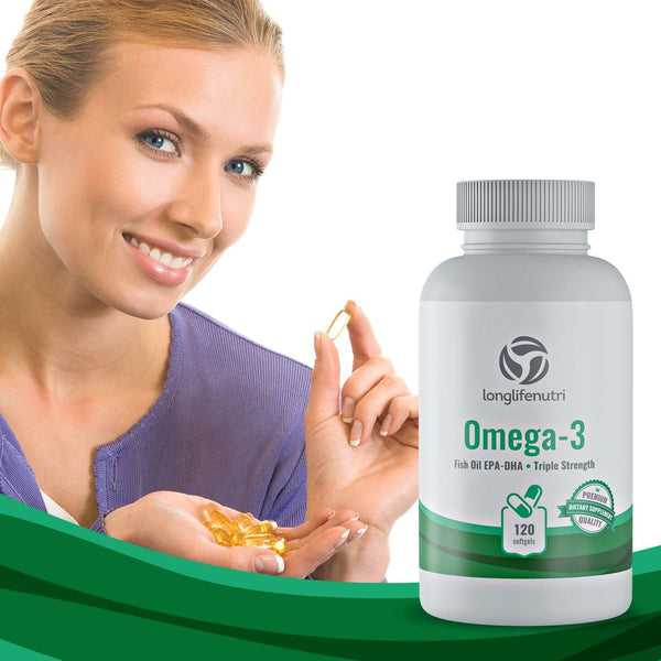 Omega 3 Fish Oil 1000 mg - 120 Softgels - LongLifeNutri