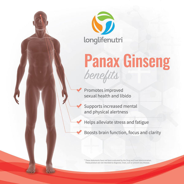Panax Ginseng 500 mg - 120 Vegetarian Capsules LongLifeNutri