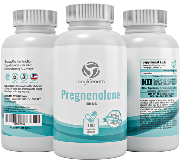 Pregnenolone 100 mg - 180 Vegetarian Capsules LongLifeNutri