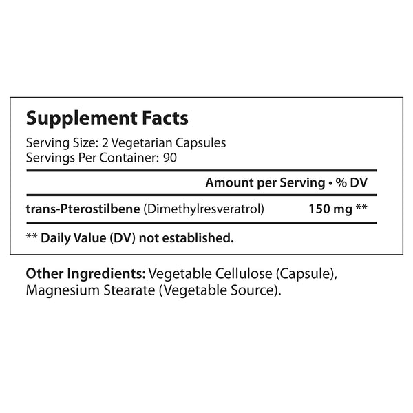 Pterostilbene 150mg - 180 Vegetarian Capsules LongLifeNutri