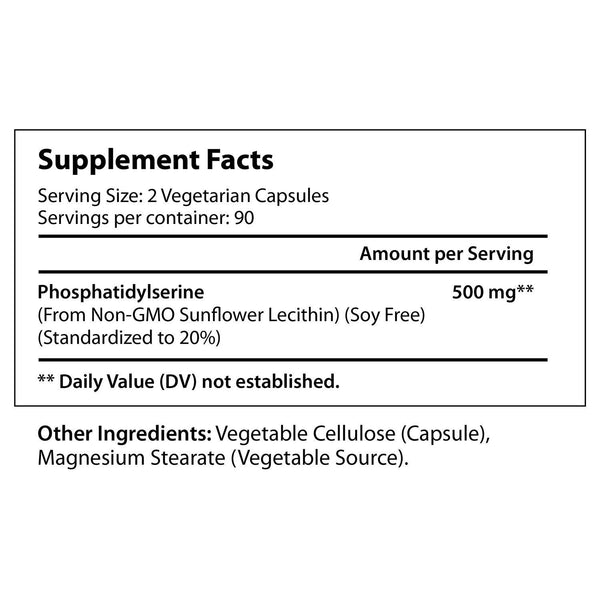 Phosphatidylserine 500 mg - 180 Vegetarian Capsules LongLifeNutri