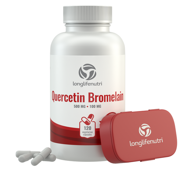 Quercetin 500 mg with Bromelain 100 mg - 120 Vegetarian Capsules - LongLifeNutri