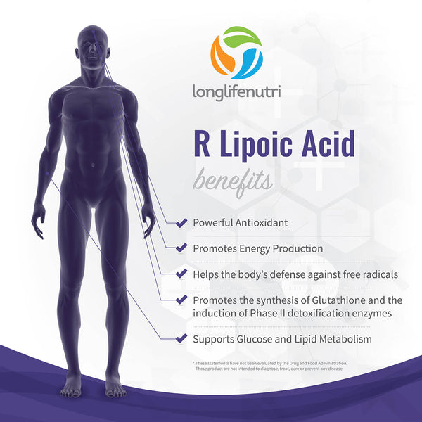 R-Alpha Lipoic Acid 300 mg - 120 Vegetarian Capsules - LongLifeNutri