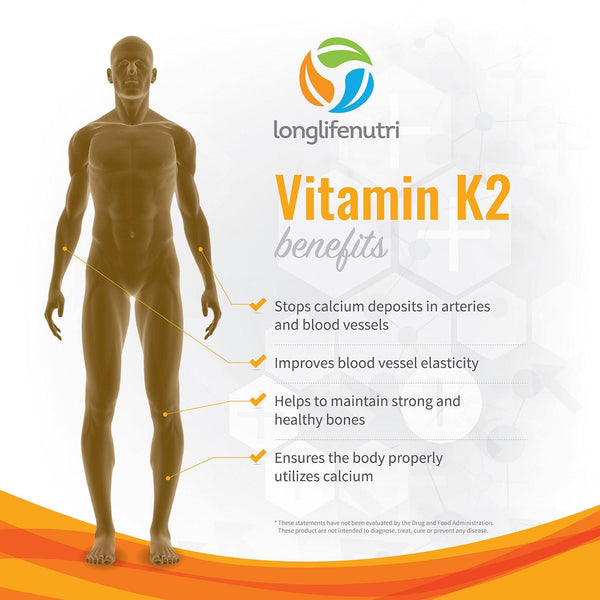 Vitamin K2 MK-7 100 Mcg - 120 Veggie Capsules LongLifeNutri