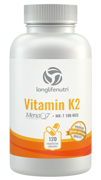 Vitamin K2 MK-7 100 Mcg - 120 Veggie Capsules LongLifeNutri